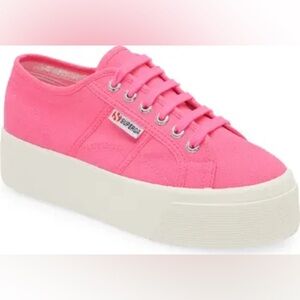 Hot pink Superga platform sneakers
